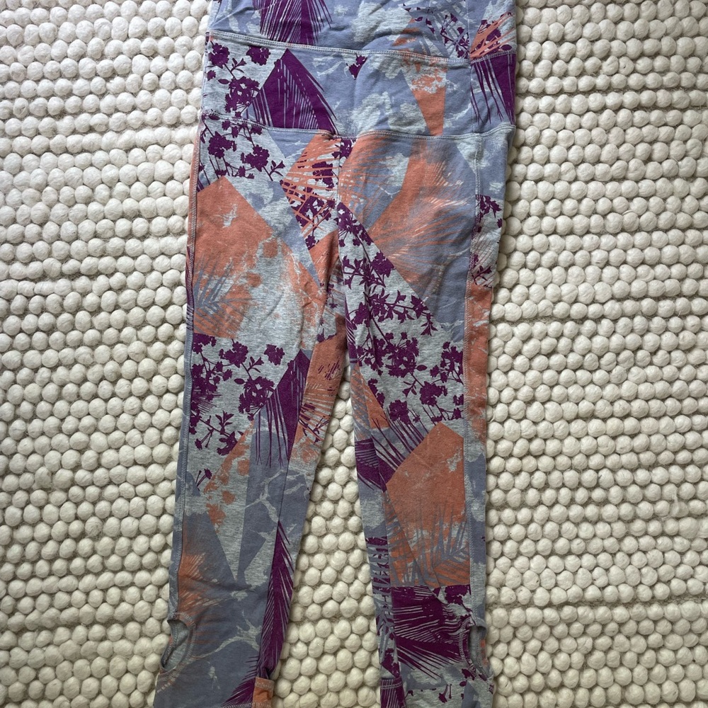 Alternative Apparel Purple and Orange Leggings Vibrant Abstract Design